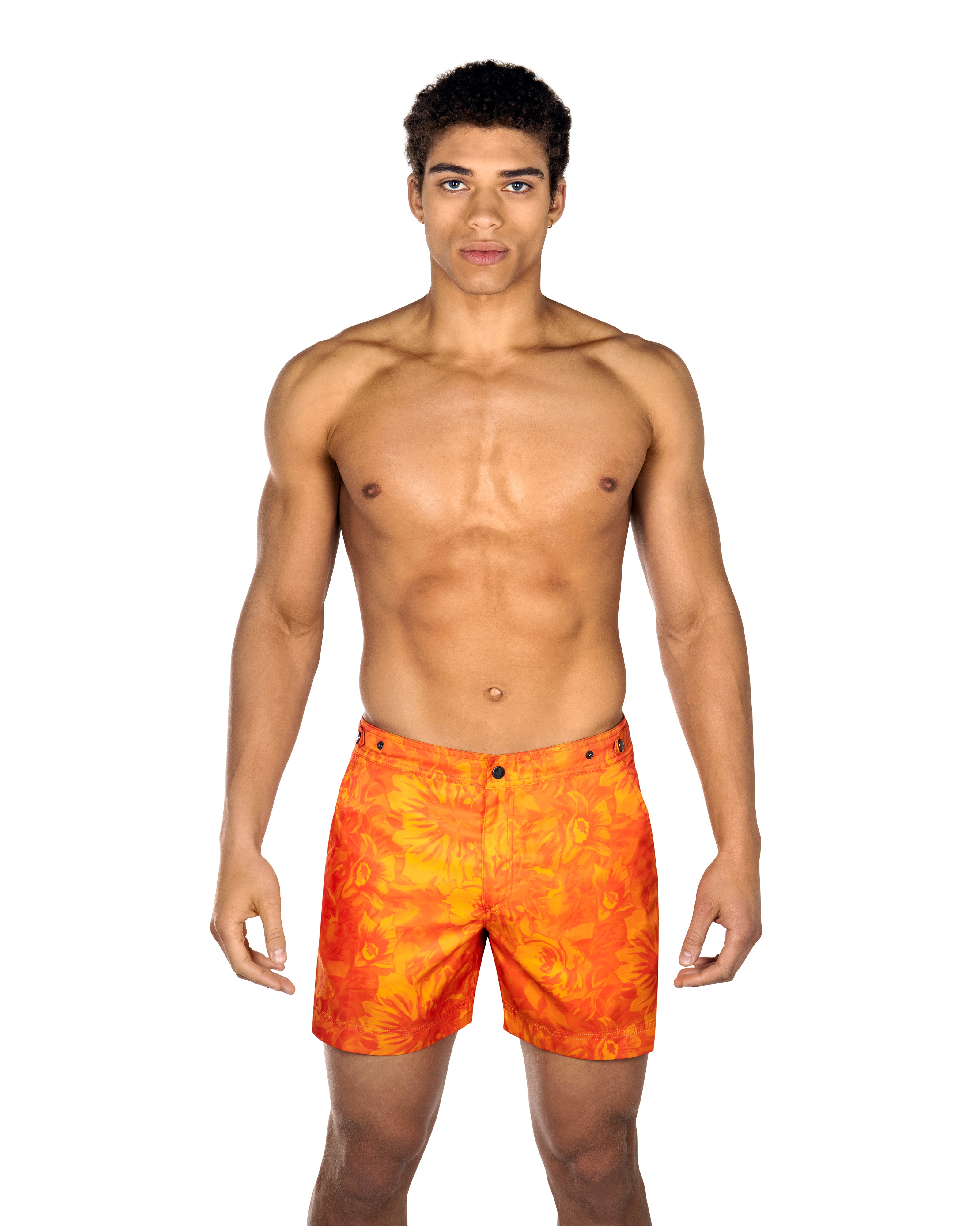 Elvio Swim Shorts in Orange Floral Print